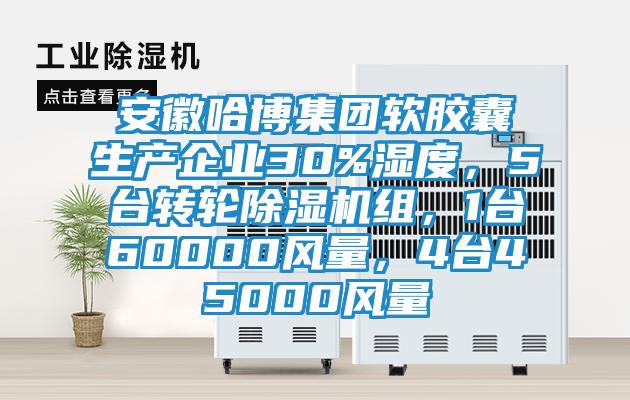 安徽哈博集團(tuán)軟膠囊生產(chǎn)企業(yè)30%濕度，5臺(tái)轉(zhuǎn)輪除濕機(jī)組，1臺(tái)60000風(fēng)量，4臺(tái)45000風(fēng)量